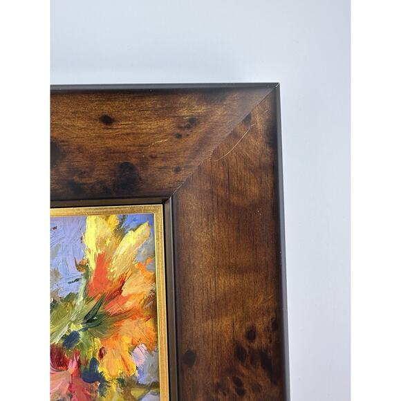 Vintage Oil Painting of Sunflowers Impressionistic Custom Wood Frame 7.5"x 5.75" - Picture 4 of 8